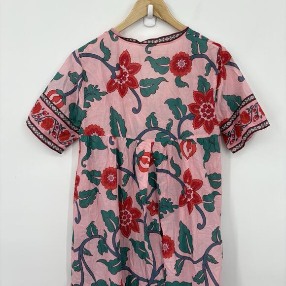 J Crew Tunic Dress Womens Medium Floral Block Print Resort Boho Organic Cotton - Picture 7 of 8